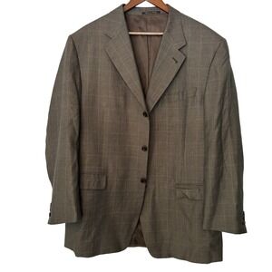 Canali Proposta Mens Wool Silk Plaid Blazer Sport Coat Made in Italy Size 56 L
